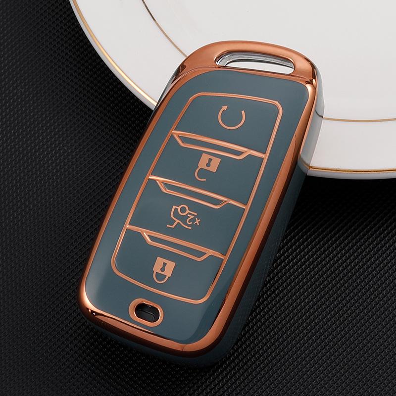Changan Car Key Case for CS75: Gold-Edged Oshan TPU Key Cover