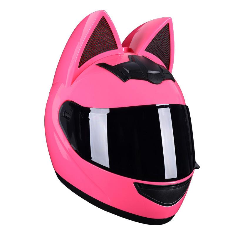 Motorcycle helmets men's and women's winter warm full helmets personalized cat ears electric vehicle helmets hard hats