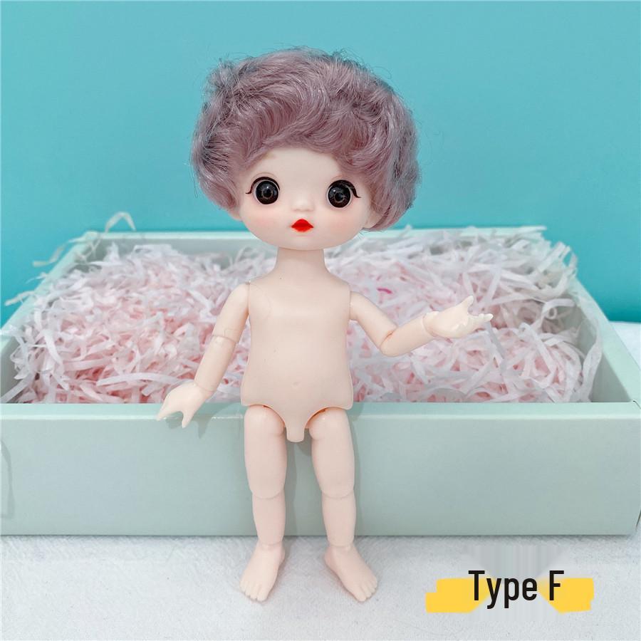 8-Inch 17cm Nude BJD Doll with 3D Real Eyes, 13 Joints, Makeup, Dress-Up Options