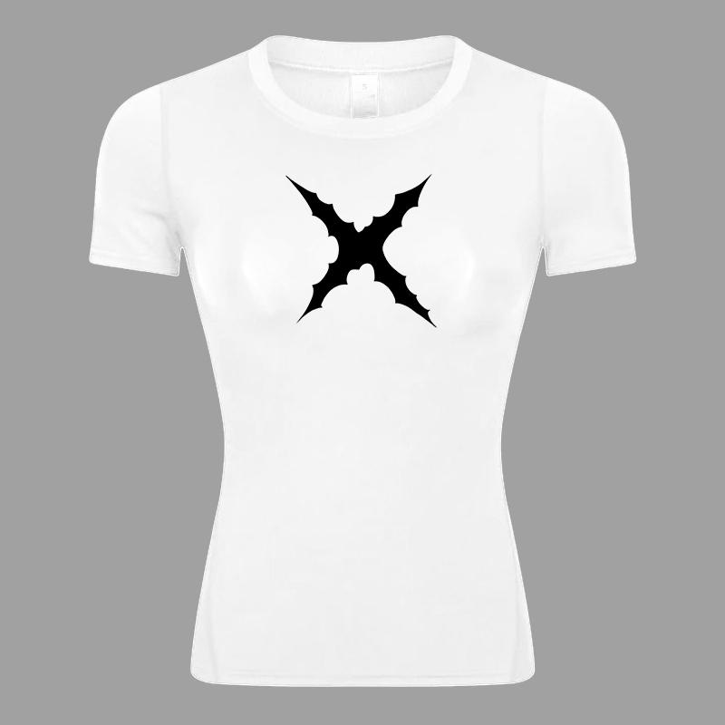 Cross Print Compression Shirt for Women Christian Athletic Yoga Workout Running Tshirts Tees Summer Crewneck Short Sleeve Tops S