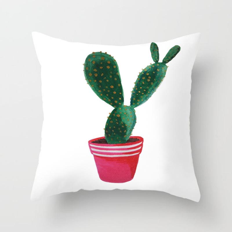 Ins Small Fresh Plant Car Sofa Pillow Cushion Cover Office Printed Lumbar Cushion Home Supplies