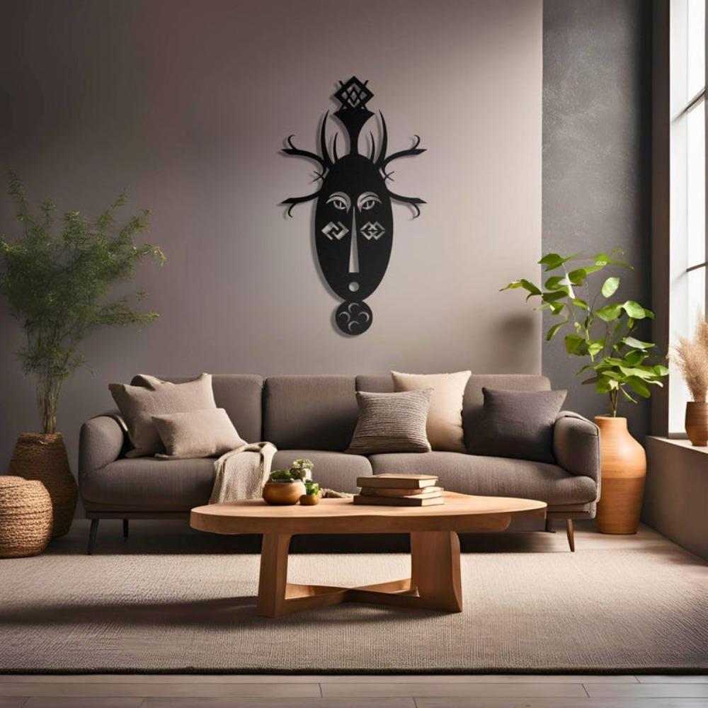 African Mask Metal Wall Art, Tribal Authentic Design, Home Decor Hanging