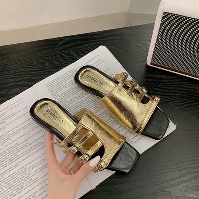 New Butterfly-Knot Ladies Flats Slippers Shoes Female Square Toe Summer Beach Slides Slippers Sandals Shoes for Women