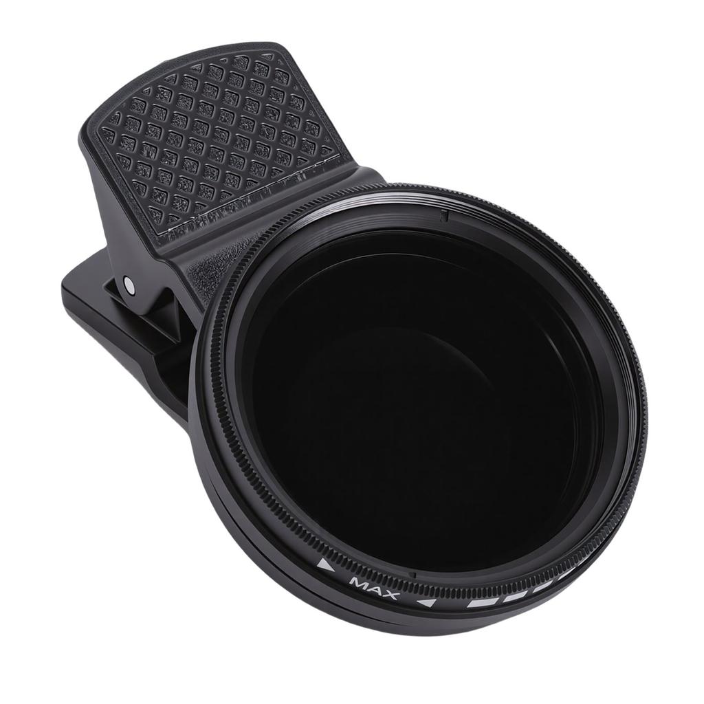 37mm Adjustable ND Filter ND2 400 Variable Neutral Density Lens Filter with Clamp for Smartphone Mount Reduces Light