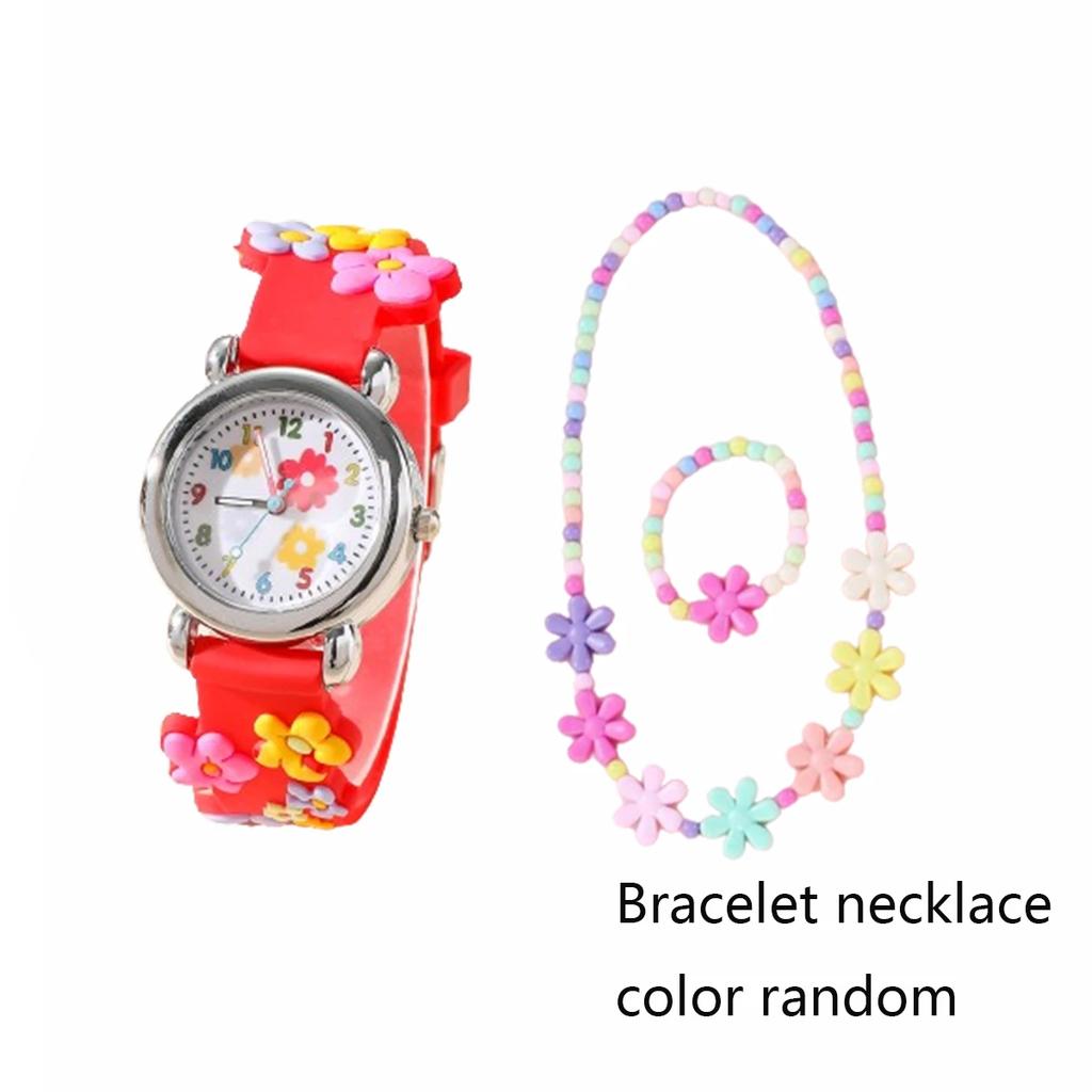 New CHILDREN'S Watch Can Love 3D Pattern Rainbow Flowers CHILDREN'S Quartz Watch Plastic Strap