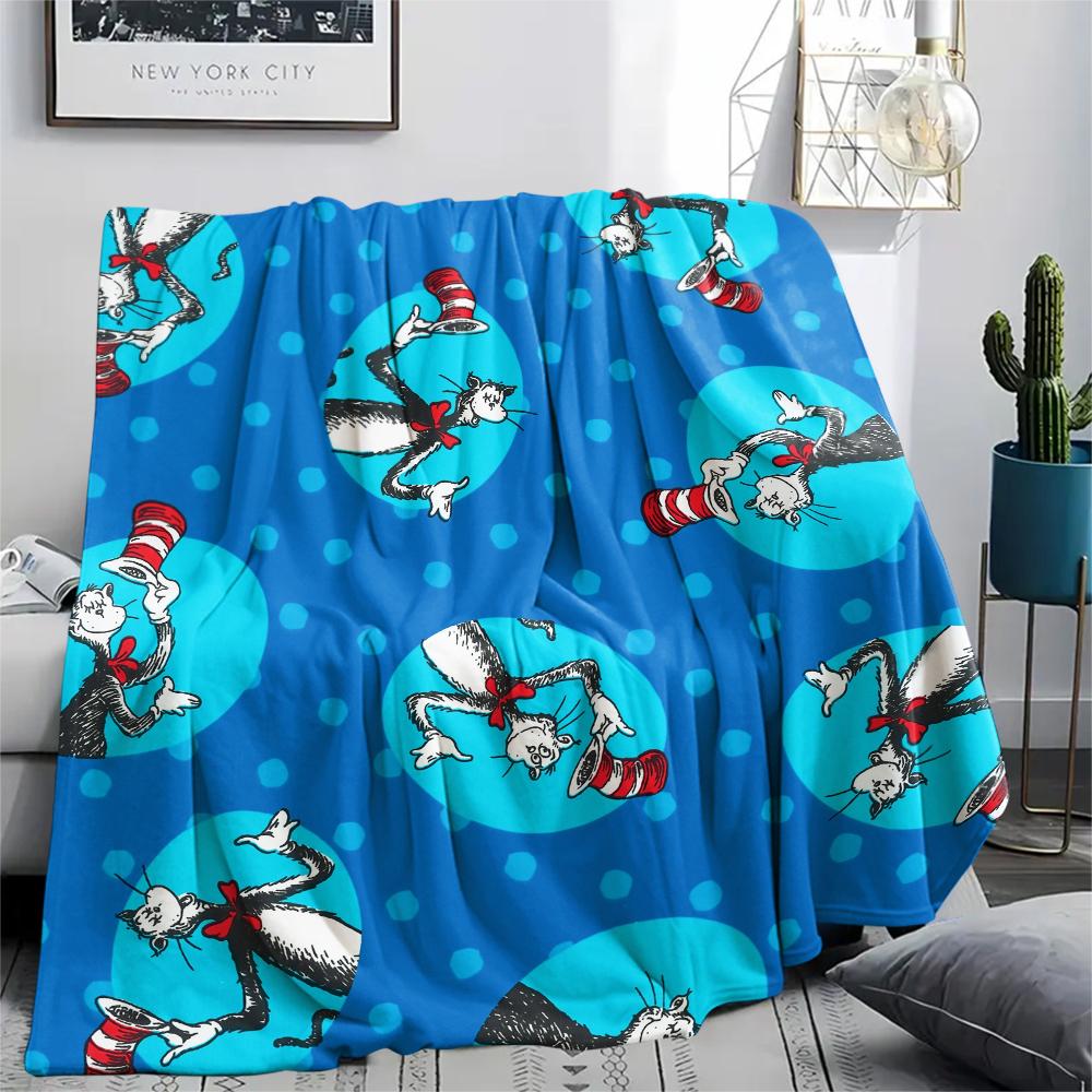 De Kat met de Hoed, patroon Flanellen Deken, Hoge kwaliteit Comfortabel voor Alle Seizoenen, Woondecoratie, Warmte en Comfort, Perfect voor Cadeaus.