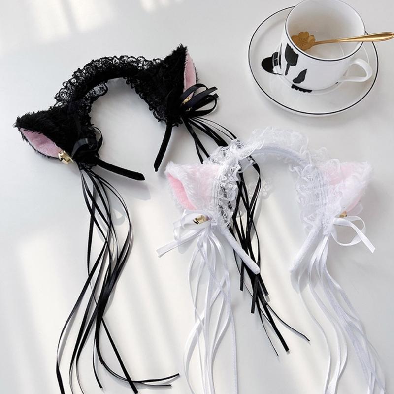 Műszőrme Macska róka Fülű Fejpánt Farokkal Szett Macskafarok, róka/macska Fülű Csipke Nyaklánc Farok Halloween Cosplay Kellékek
