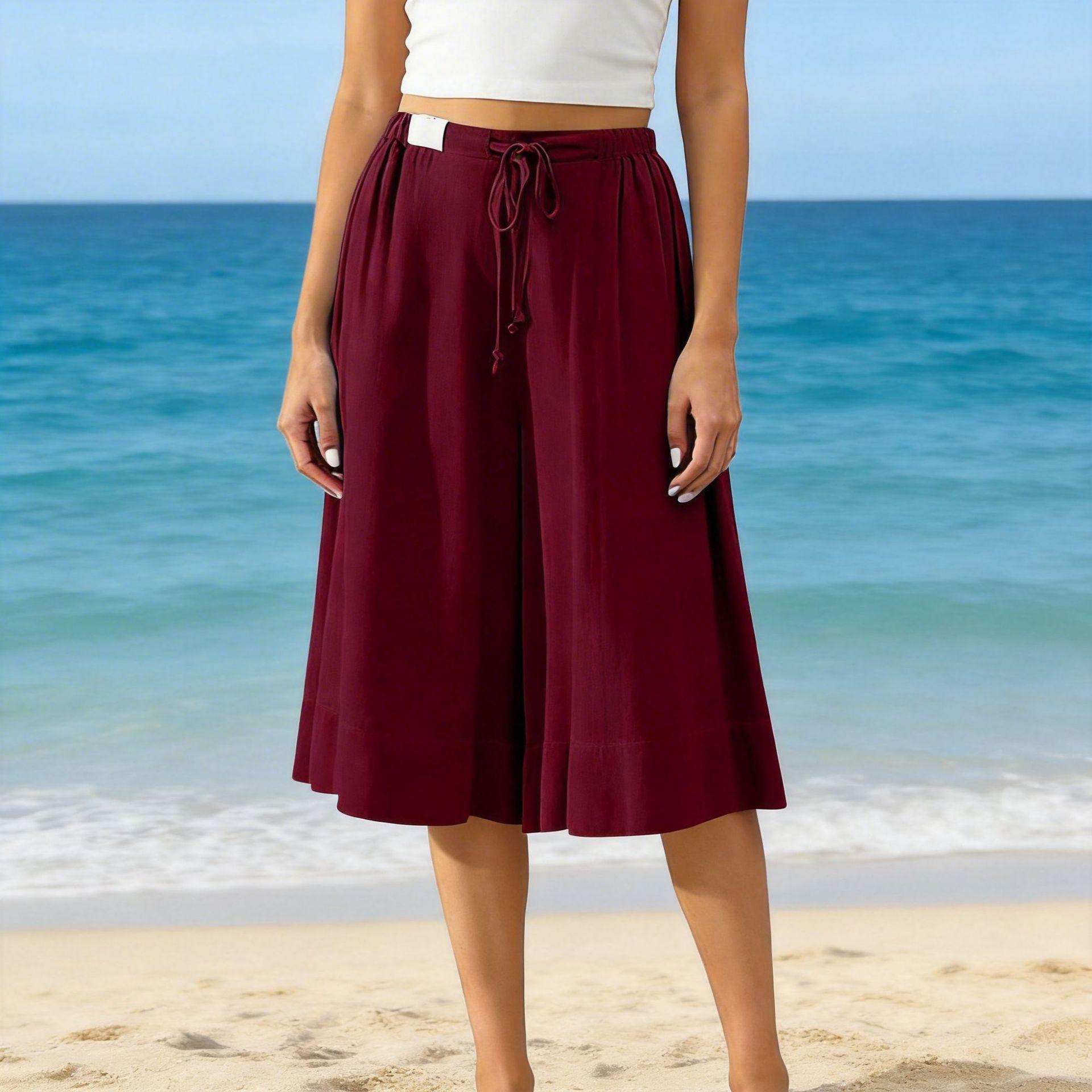 

Women s Fashion Color High Waist Straight Tube Casual Loose Suit Horn Casual Pants XL винний