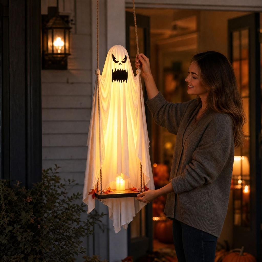 Cute Glowing Hanging Decoration with Remote Control for Porch and Yard