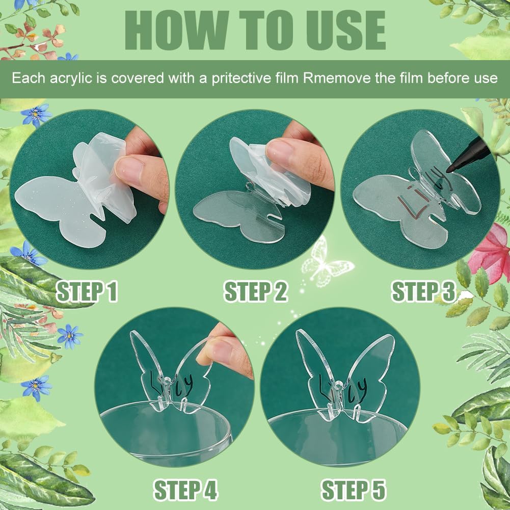 FINGERINSPIRE 24 Pcs 3D Acrylic Drink Tags Three-dimensional Butterfly Party Drink Tag Wine Glass Disc Drinking Tags DIY Drink Label for Rim of Glass