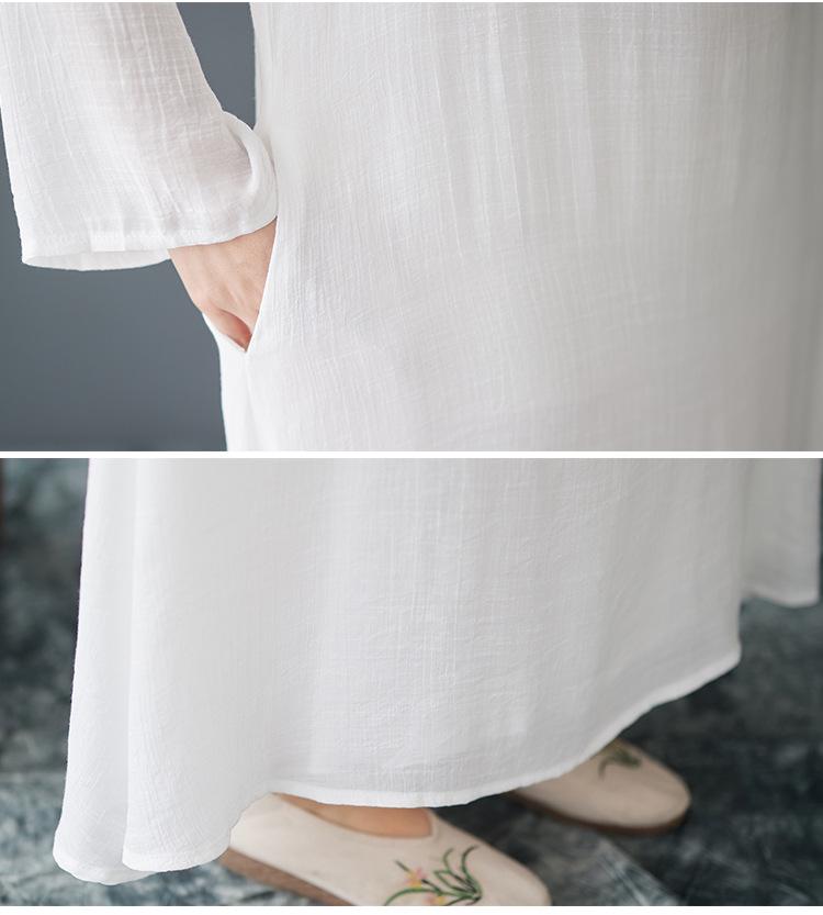 Zen Linen Double Layer Long Dress for Women - Literary Retro Style