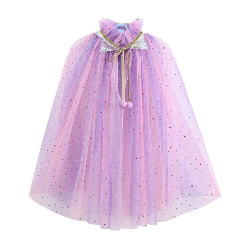 Girls Lightweight Sheer Princess Cape for Fantasy Dressing Up and Birthday Parties Soft Nylon Fabric Costume Accessory