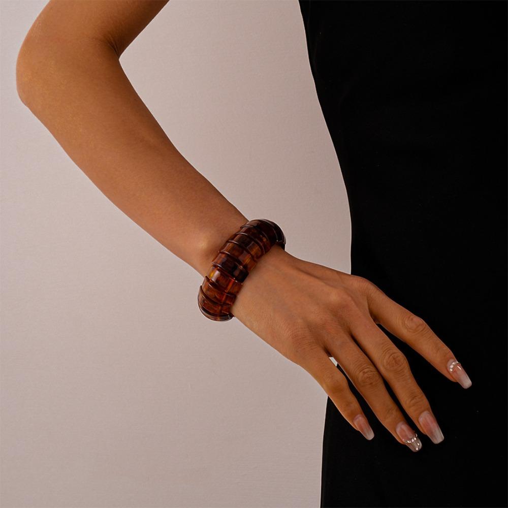 Wide Rectangle Irregular Wide Bracelet Bohemian Retro Hand Ring Acrylic Bangle  Lady Girls