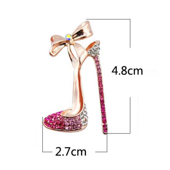 Spilla da donna con tacco alto intarsiato con strass, gioiello da bavero