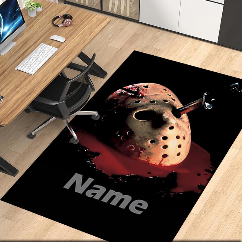 Custom Name Friday the 13th Printed Carpet, for Office Chair Living Room Bedroom Kitchen Room Decor Gifts.