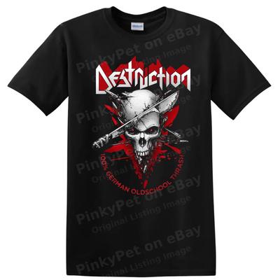 Camiseta Cráneo Destrucción Logo Banda Heavy Metal Goth Rock Thrash Camiseta