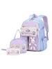 3-Piece Ultra-light Rabbit Backpack Set for Girls, Grades 1-6: Includes School Bag, Lunch Bag, and Pencil Case