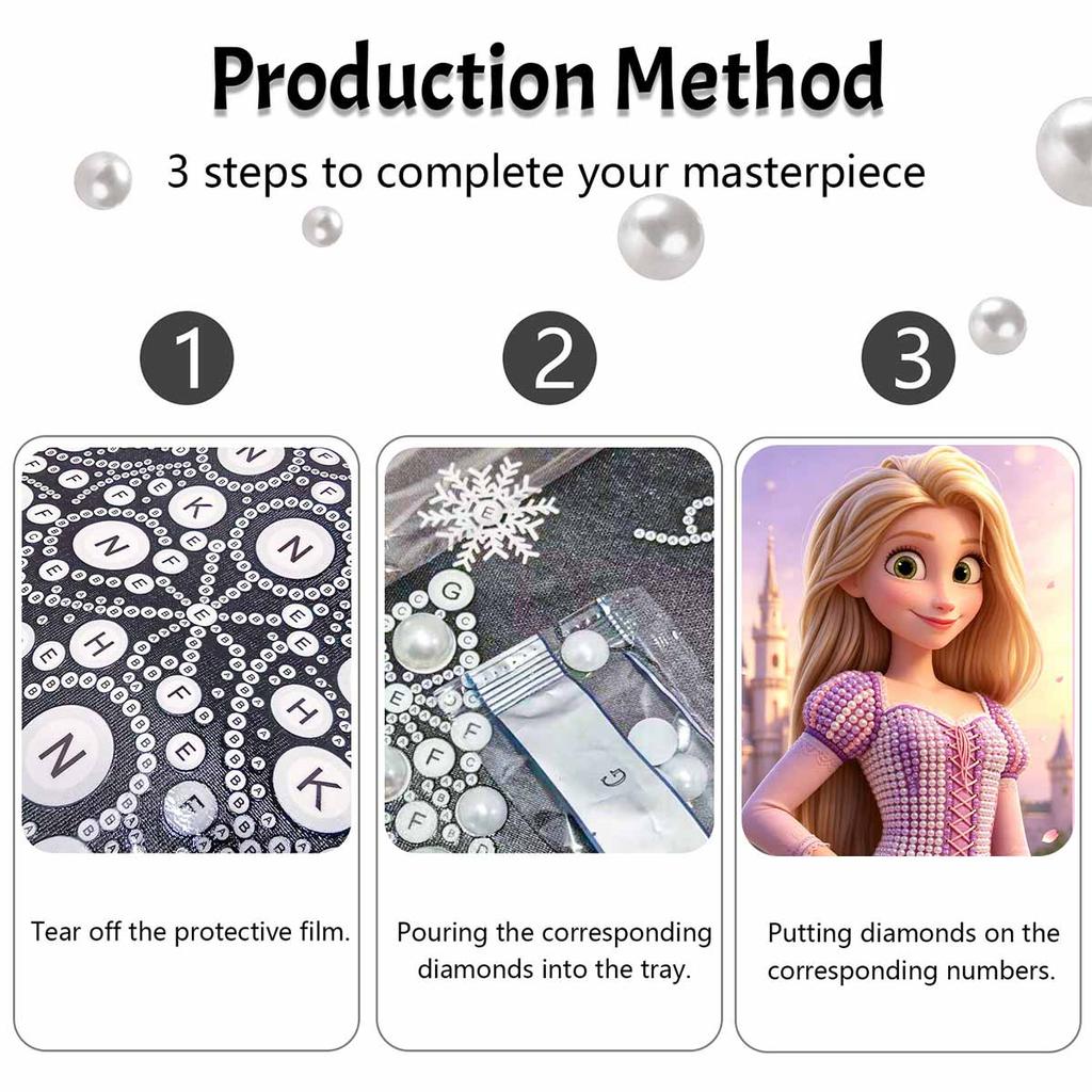 Disney Rapunzel Pearl Painting Kit Handmade DIY Home Decoration Painting Princess Character Art Wall Decor Elegant Gift Idea