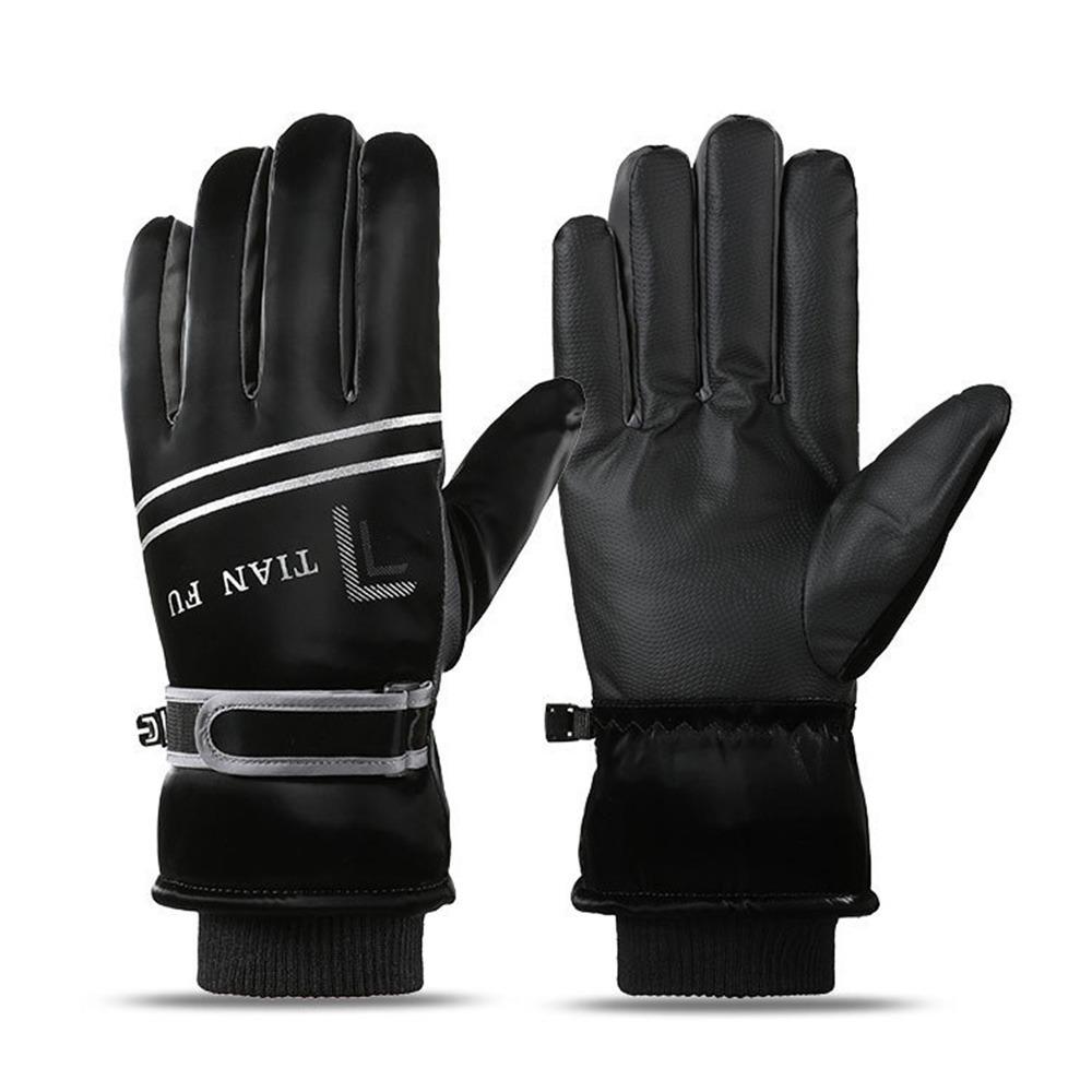 Fashion Warm Winter Gloves Lining Fleece Thickened Thermal Cycling Gloves Windproof Waterproof Snowboard Ski Gloves Outdoor чёрный