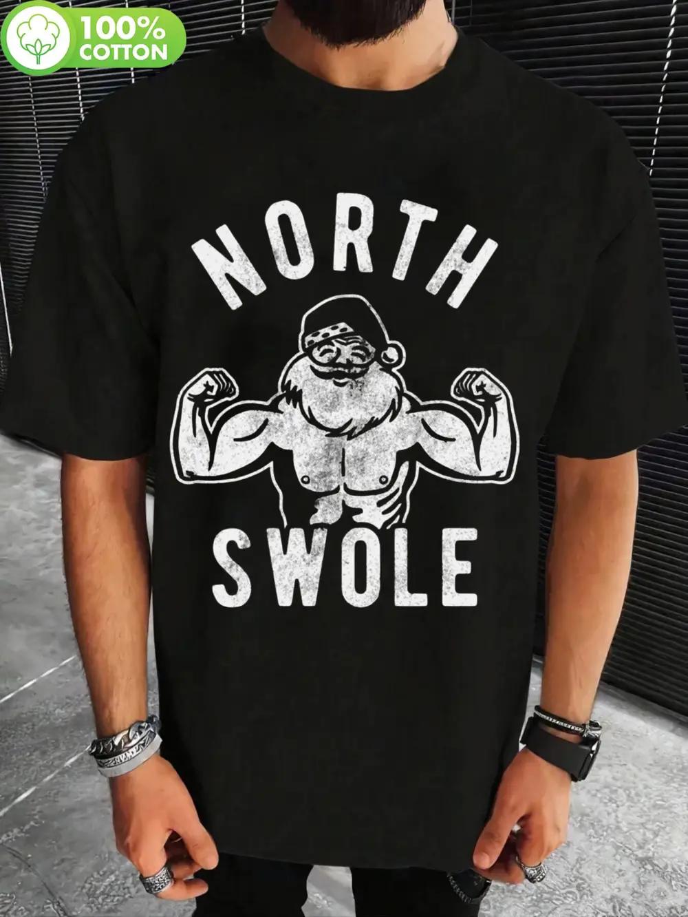 

North Swole Graphic T-shirt - Funny Santa Christmas Workout Design XXXL