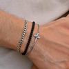 Stainless Steel Double-Layered Twisted Chain Cross Bracelet BR-1300