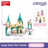448Pcs Pink Dream Princess Construction Blocks Set Amusement Park Model Educational Plaything For Girls City Leap Over The Castle Present