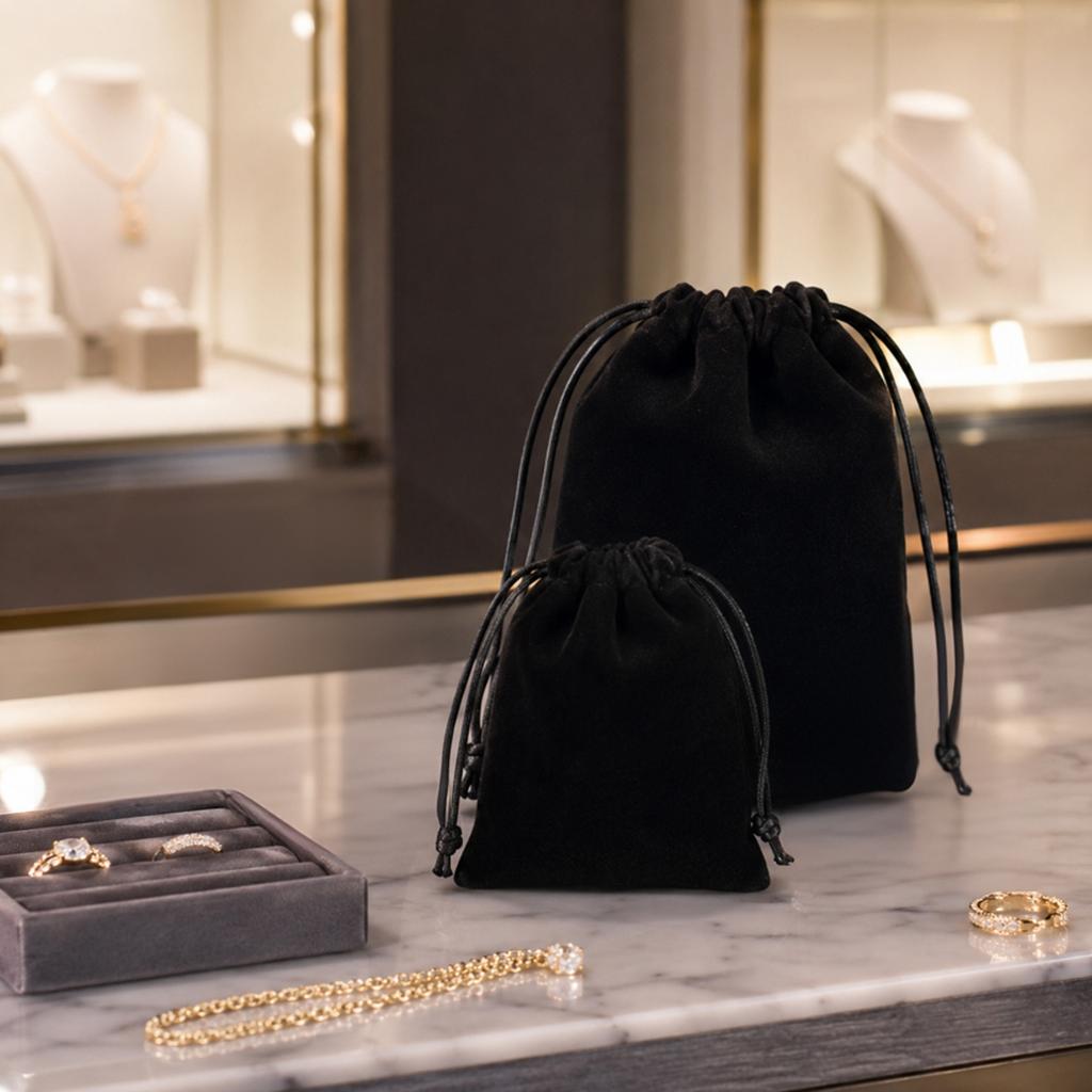 Bolsa de Terciopelo con Cordón Bolsa de Tela Suave Organizador de Almacenamiento para Joyería Accesorios Artículos Pequeños con Cierre Seguro Adecuado para Viajes y Uso en Casa