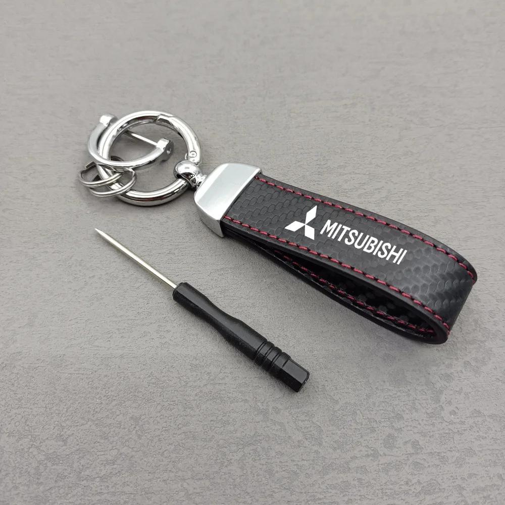 

Car Logo KeyChain Genuine Leather Key Chain Pure Color Buckle Key Ring For Mitsubishi Lancer Asx Outlander Pajero L200 Ralliart срібний