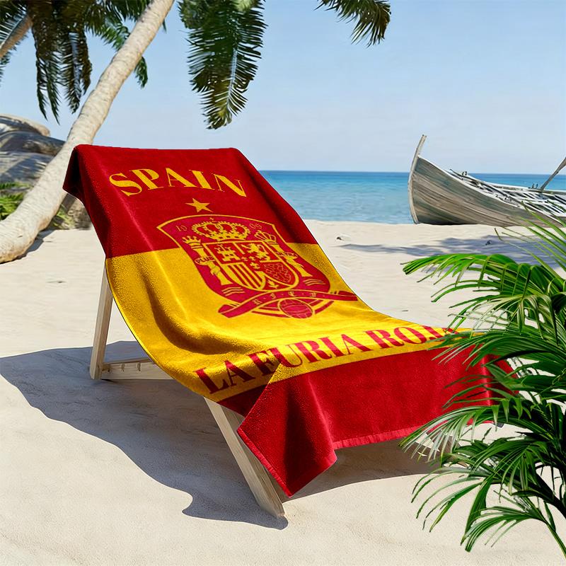 Spain Football Team Print Beach Towel, Large Soft Quick Dry Towel for Beach Camping Swimming