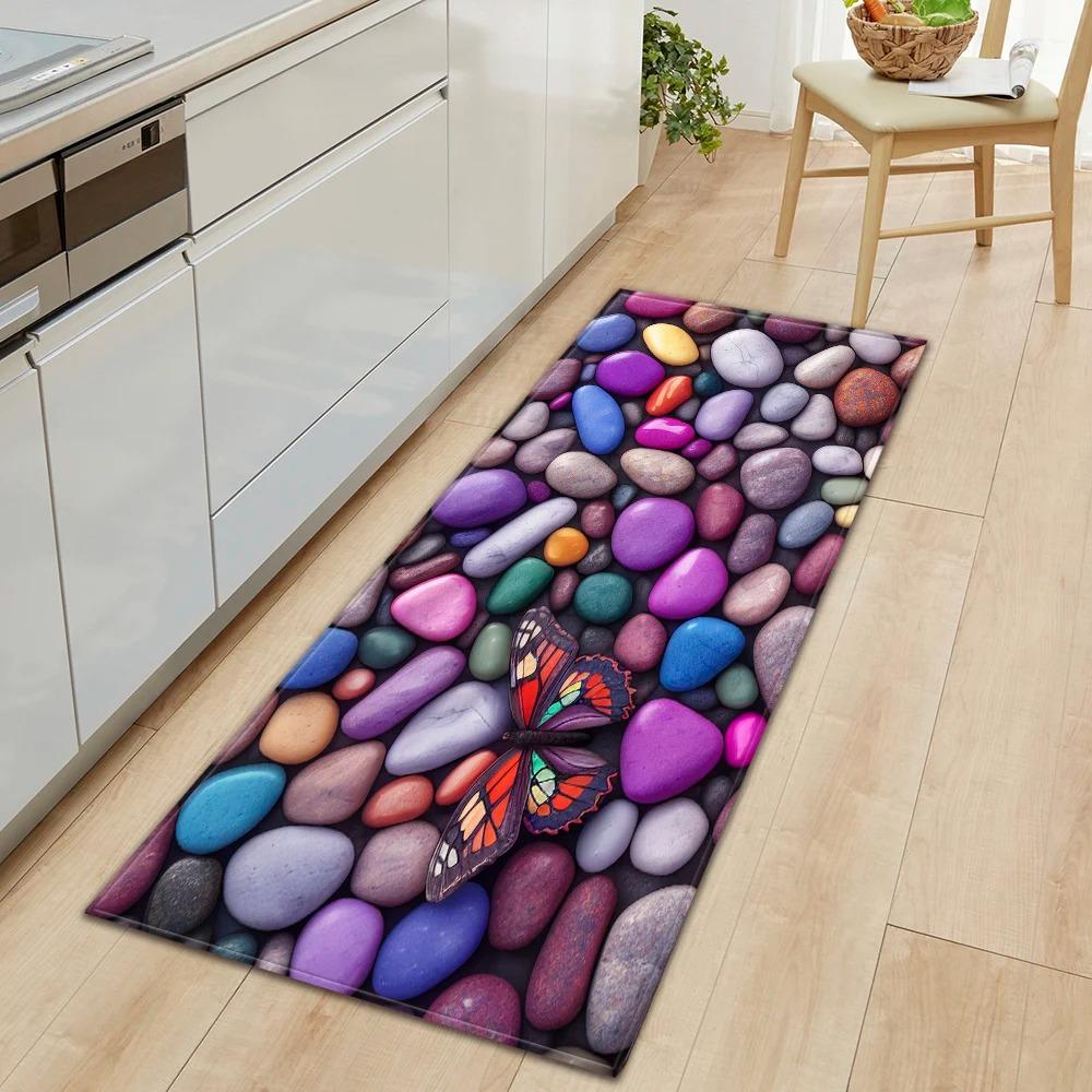 Colorful Pebble Pattern Non Slip Kitchen Floor Mat Waterproof Door Mat for Home Decor