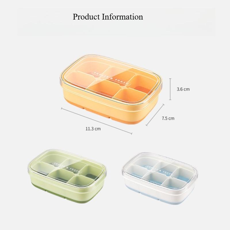 6 Grids Ice Cube Mold with Lid Easy To Release Freezer Ice Tray DIY Tools Storage Box for Fruit Juice Silicone Mold