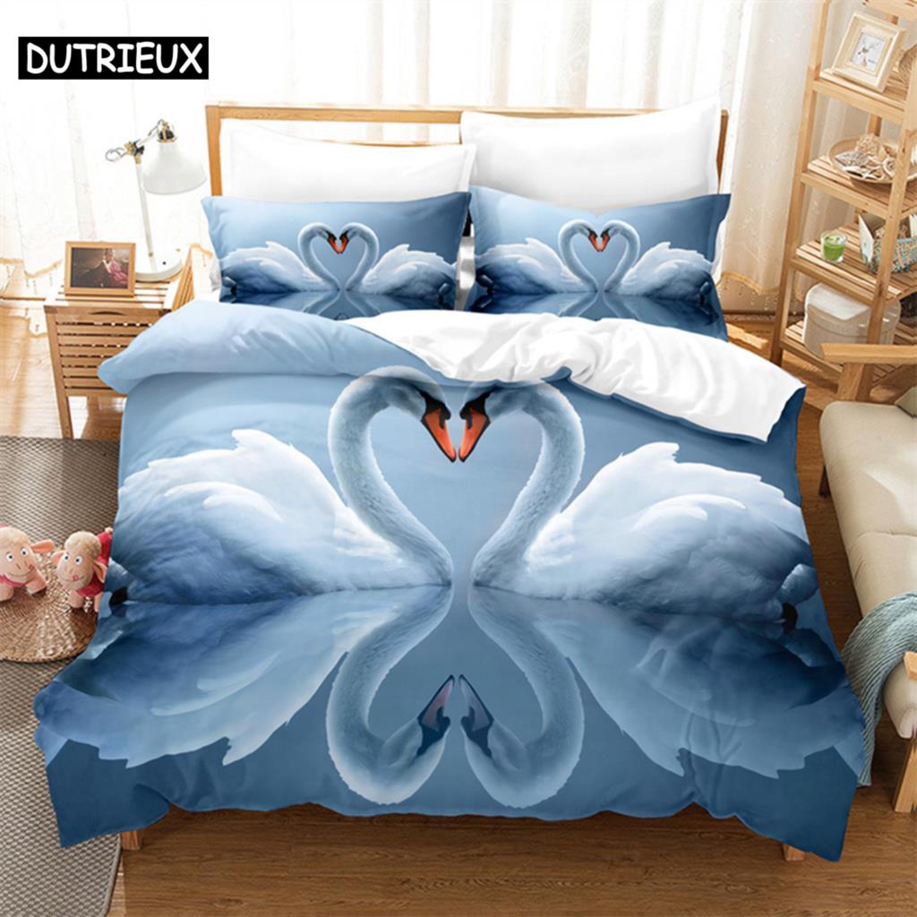 

Набір постільної білизни Swan Rose Queen Набір підодіяльників Постільна білизна Постільна білизна з цифровим друком King Size Підодіяльник Комплект постільної білизни EU single(135x200cm)&set