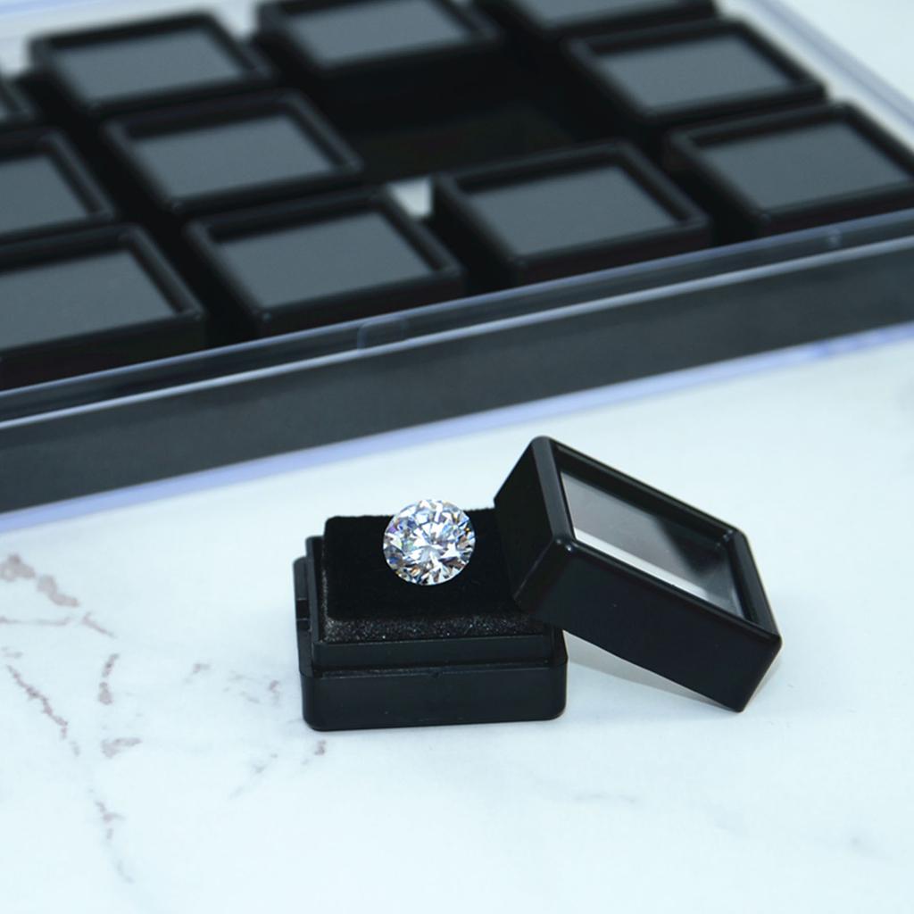 Acrylic Jewelry Display Box with 15 Slot for Gemstones Storage and Rings Showcase Featuring Lid and Sponag Interior