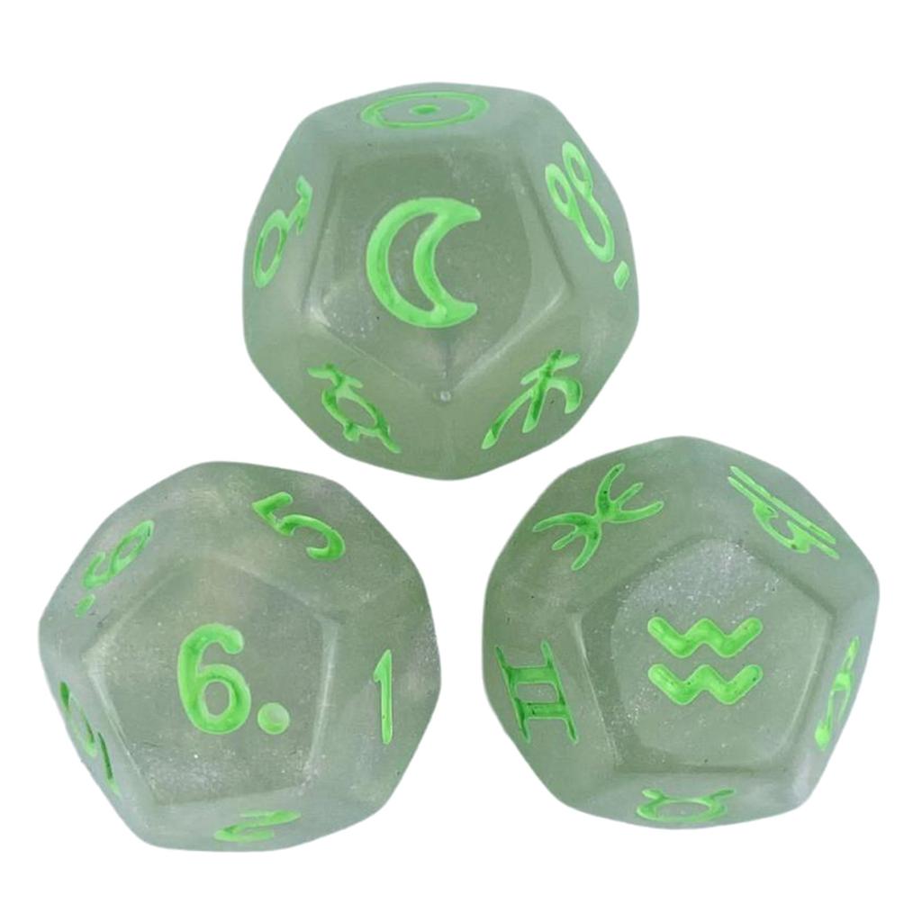 3Pcs Acrylic Astrology Dice Signs Planets Numbers 12-Sided Dice Divination Tool Tarot Constellation Dice Easy To Use