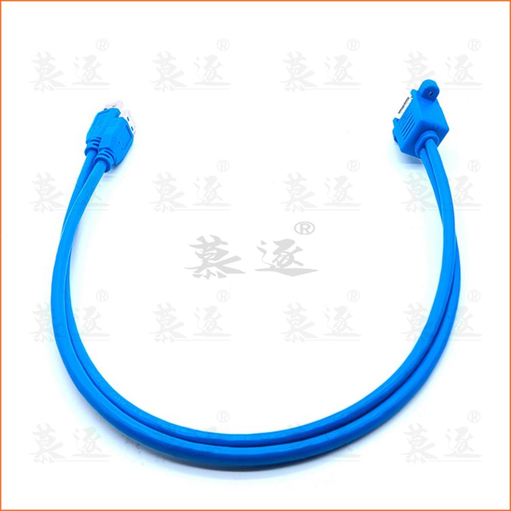 USB 3,0 Verlängerung Kabel Dual USB 3,0 Stecker auf Dual USB 3,0 Weibliche mit Schraube Panel Montieren 50cm 0.5M