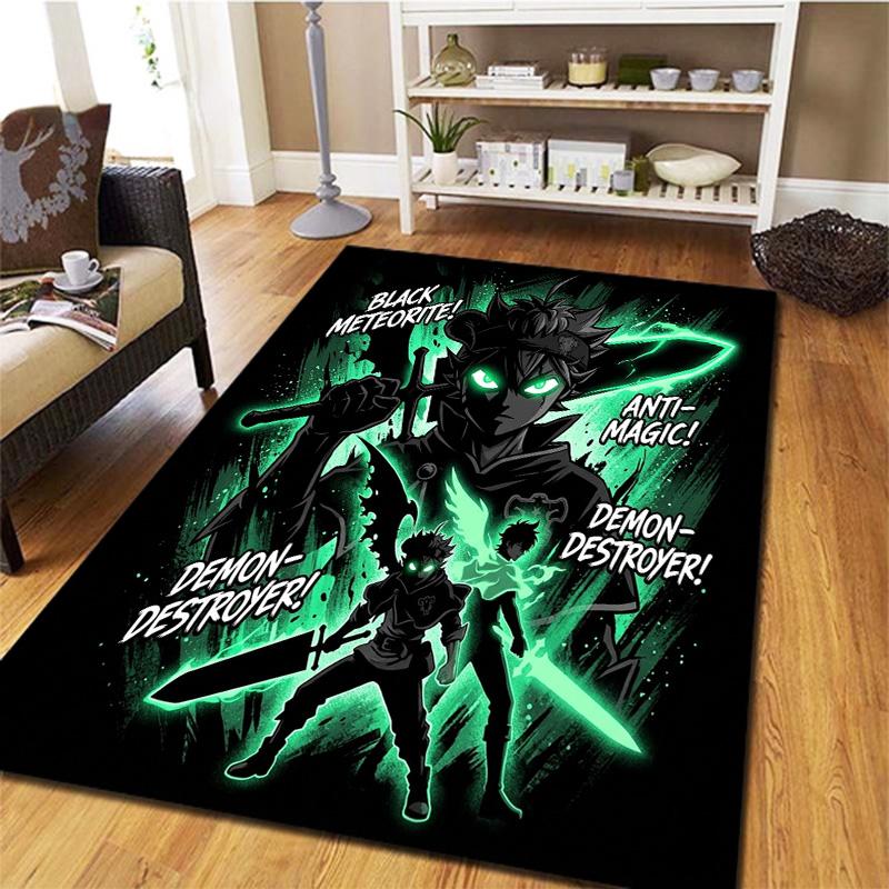 Black Clover Carpet Rug For Living Room Bedroom Home Sofa Decoration Kids Play Nonslip Floor Mat