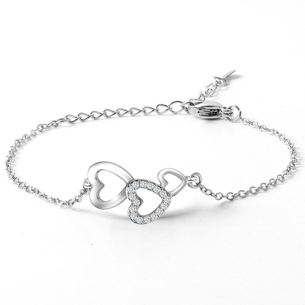 Japanese & Korean Fashion Zircon Heart Bracelet - Elegant Niche Design for Women