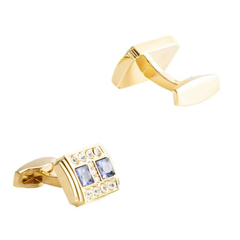 Geometric Blue Rhinestone Zircon Cufflinks Men s Business French Shirt