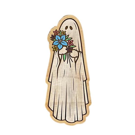 Halloween Ghost Fridge Magnet Duty Pumpkin Ghost Rustic Wood Cartoon Heavy Microwave Oven Whiteboard