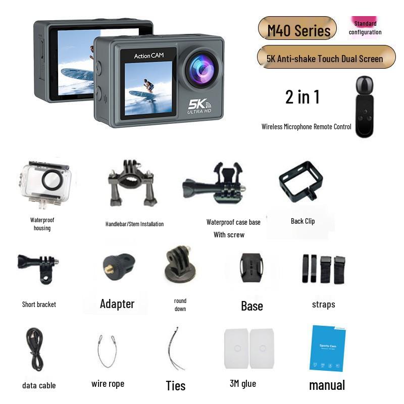 4K Sports Action Camera with Anti-Shake, Touchscreen, Wireless Connectivity, for Cycling & Fishing