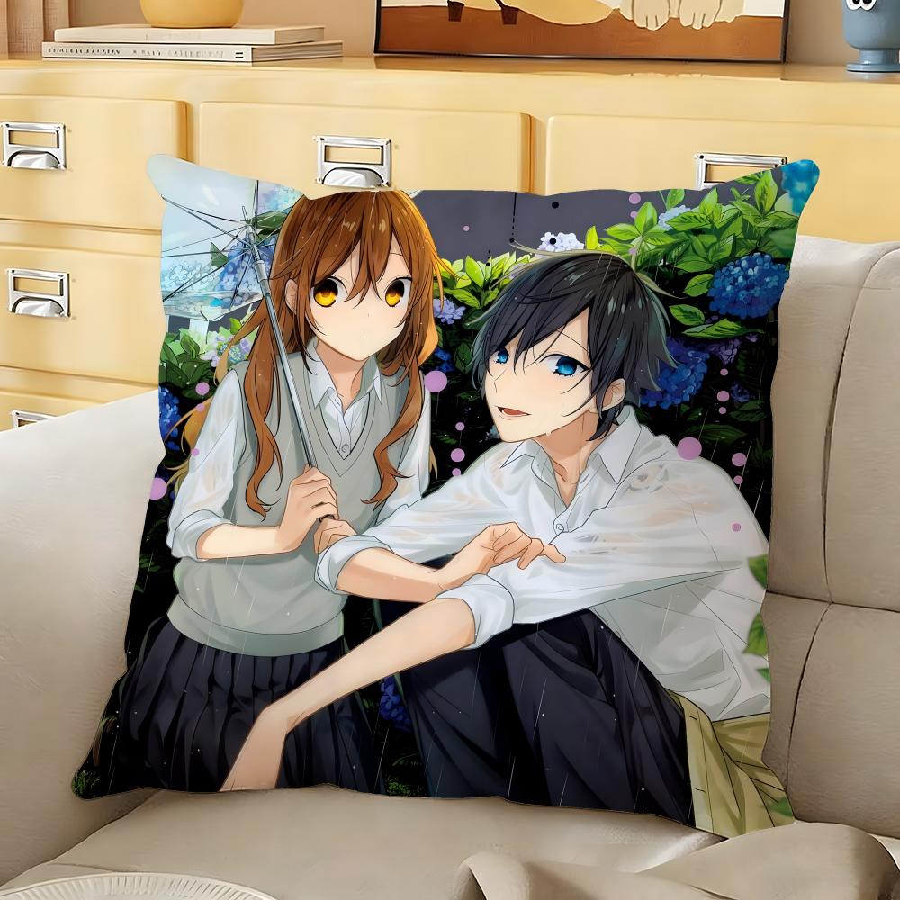 Anime cartoon Horimiya Cushion Cover Soft Durable Reversible Pillow Cover Home Car MultiScene Daily Comfort Pillowcase