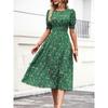 Women Floral Print Midi Dress With Puff Sleeves And Smocked Waist