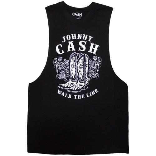 Johnny Cash Unisex Adult Walk The Line Boots Vest Top
