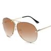 Vintage Rimless Alloy Aviation Pilot Sunglasses for Men Women Brand Gradient Sun Glasses Female Metal Oval Shades Black Brown