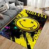 Nirvana Smiley Face Graffiti Style Carpet, Yellow and Black Design Suitable for Use As an Anti-slip for Living Room Bedroom Sofas