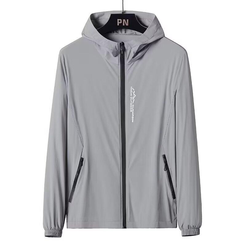 Summer Outdoor Reflective Coats Quick Dry Sun-Protective Thin Jacket Men Hiking Fishing Cycling Hooded Gym Sport Windbreaker