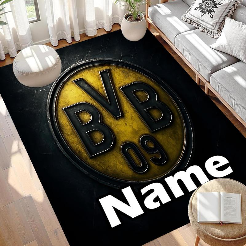 Custom Name Personalized Borussia Dortmund Print Carpet, Versatile Home Decor Rug, for Playroom, Apartment, Balcony, Entryway, Hallway Gift