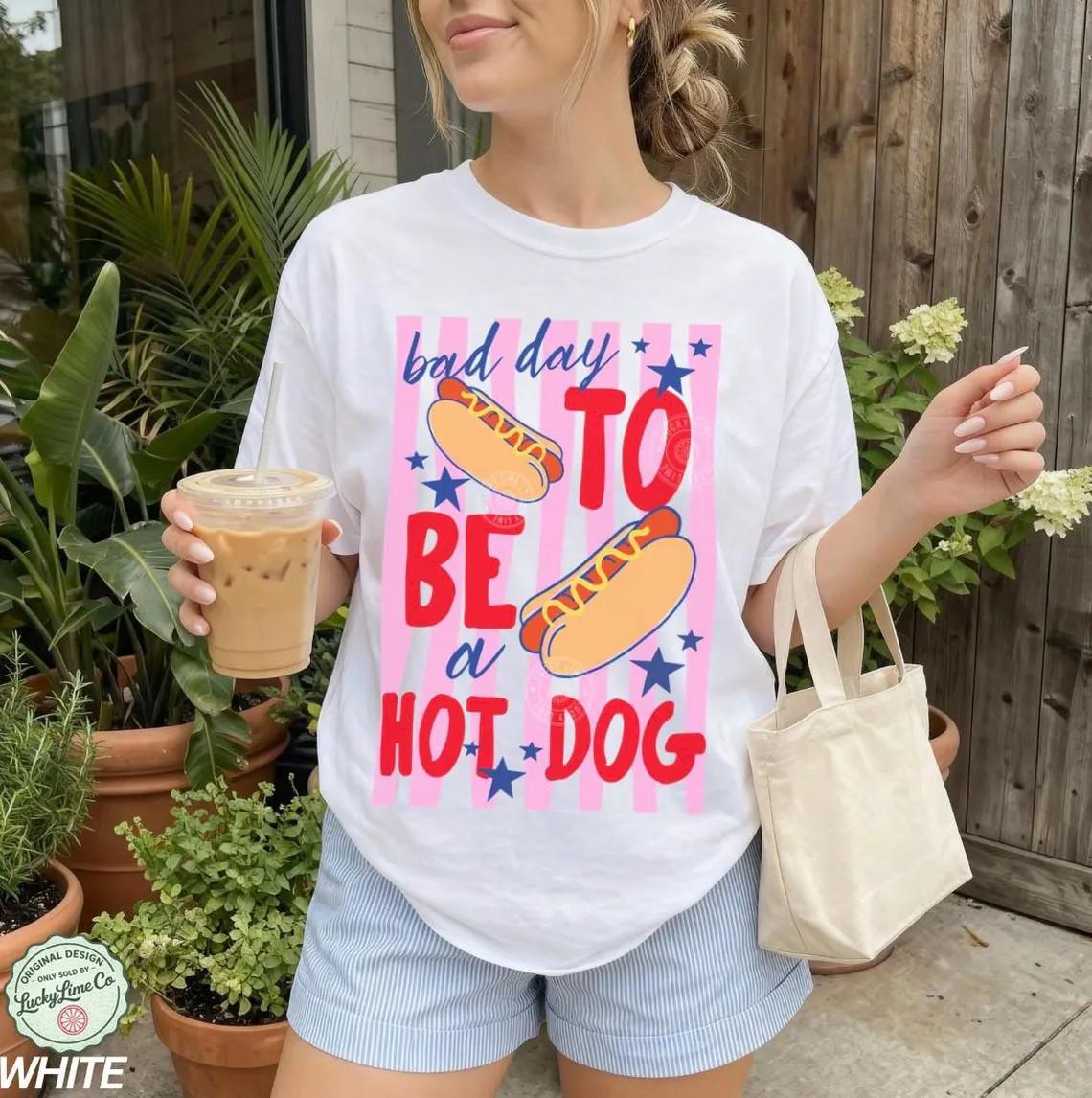 Bad Day To Be a Hot Dog Shirt Hot Dog Shirt Funny 4th of July Shirt L