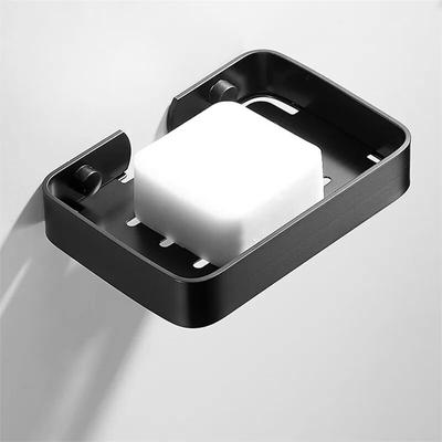 Seifenschalen-Aufbewahrungshalter, schwarzes Aluminium, Badezimmer-Seifenhalter, Dusche, Wandmontage, dekorative Seifenschalen, Box, Korb, quadratisch