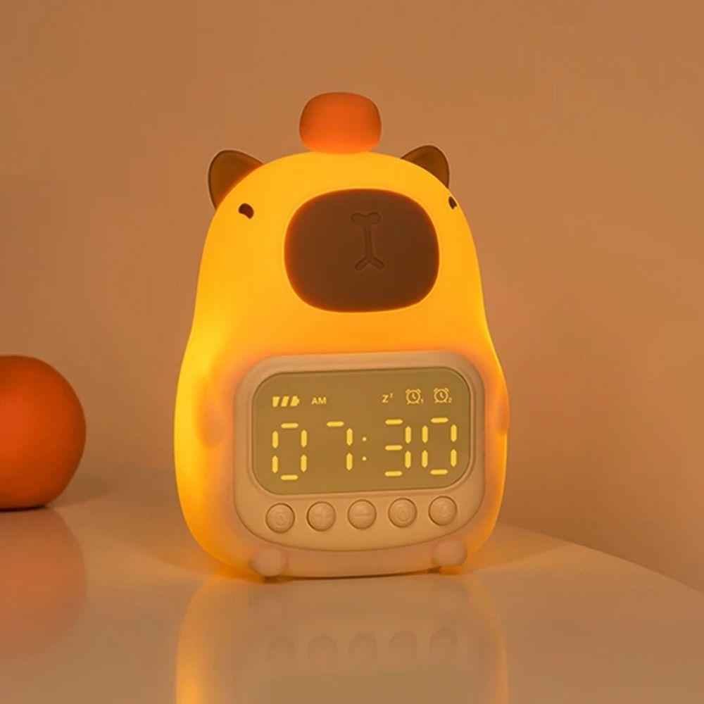 USB Rechargeable Capybara Night Light Charging Bedside LED Clock Capybara Alarm Clock Living Room